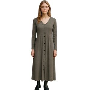 Vintage Clues Collections Y2K‎ Grunge Hippie Maxi 
Button Front Dress  XL